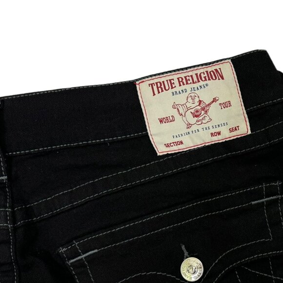 True Religion Men's Black 38 x 32 Jeans Ricky Flap Relaxed Straight Denim New - Picture 4 of 6